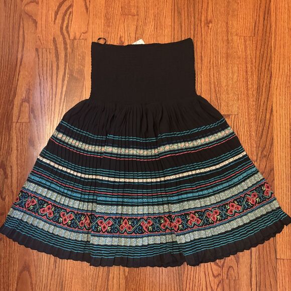 FREE PEOPLE NWT Black Comb Strapless Smocked Boho Dress - Size M - Picture 1 of 6